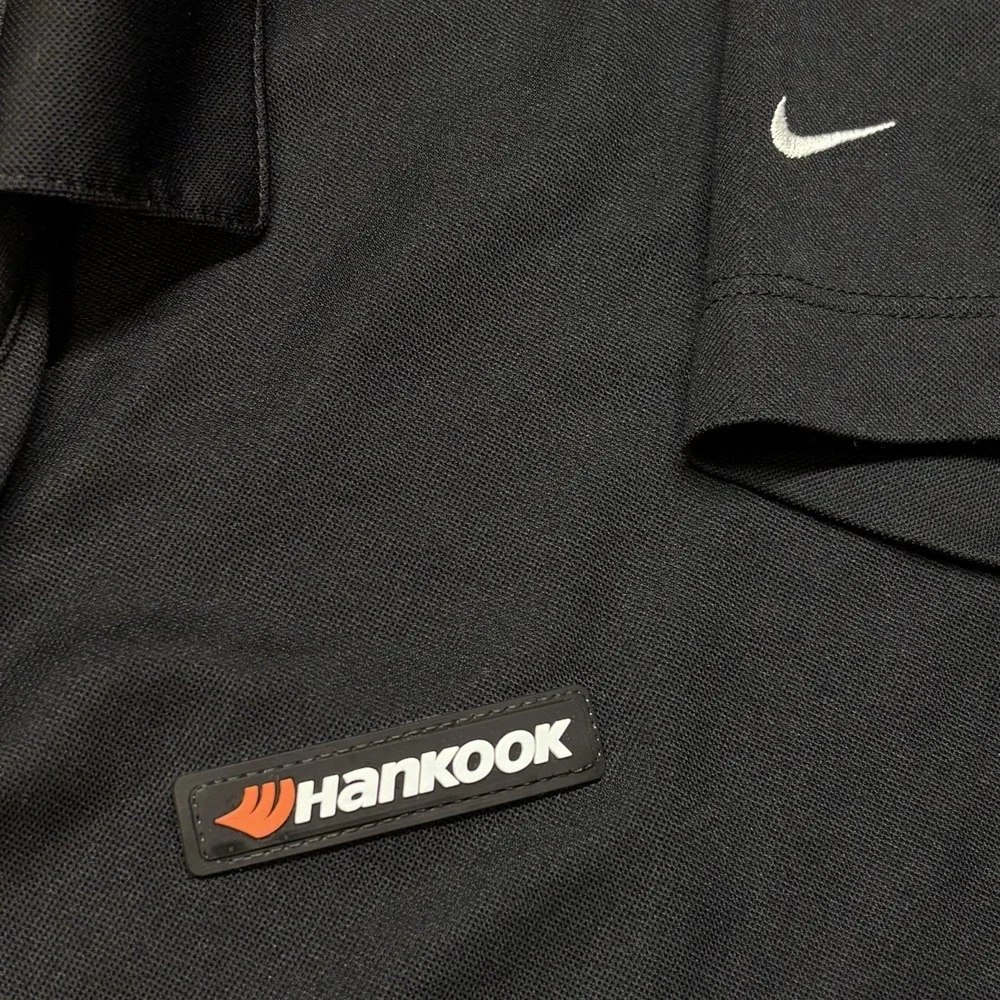 Nike Golf Hankook Micro Pique Polo Shirt‎ Womens L Black V-Neck Dri-Fit L 354067